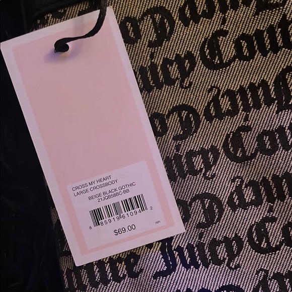 BRAND NEW Juicy Couture Black and Pink Logo Crossbody Bag - Picture 2 of 4